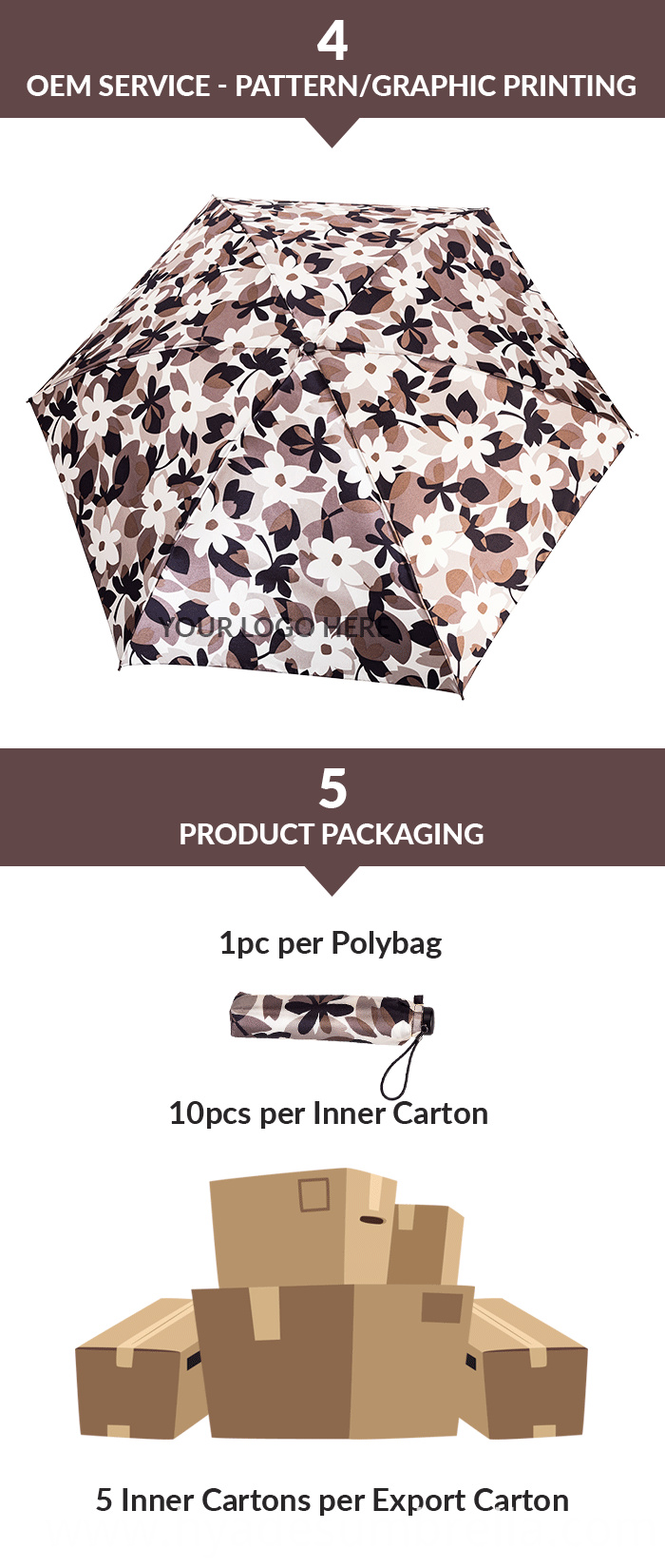 Floral Print 3 Section Folding Umbrella Floral Print 3 Section Folding Umbrella